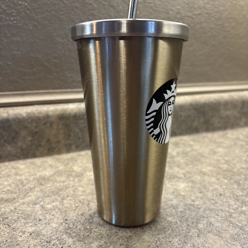 Starbucks Stainless Steel Tumbler 16 Oz Coffee Tea Water + Straw